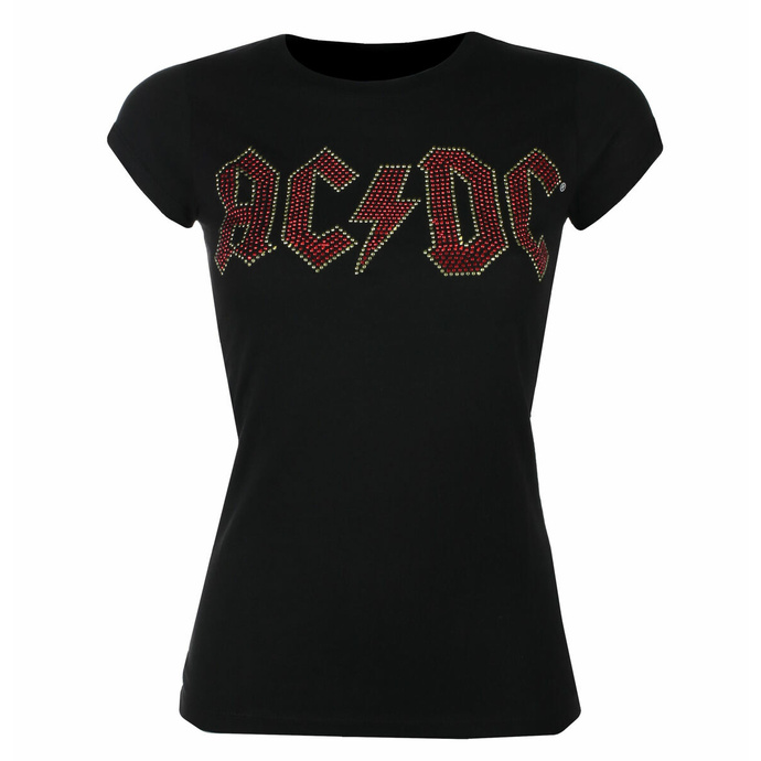 T-shirt pour femme AC/DC - Pleine Couleur Logo Diamant - Noir - ROCK OFF