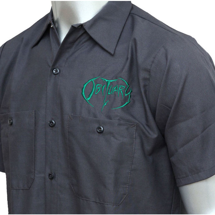 chemise pour hommes Obituary - EMB Logo - GRN / charbon - JSR