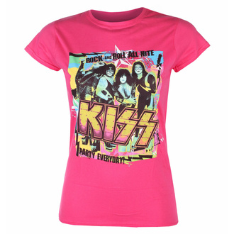 Kiss - Party Everyday - PINK - ROCK OFF t-shirt femme, ROCK OFF, Kiss