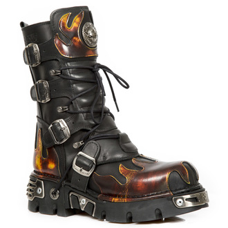 Chaussures NEW ROCK - Flame Boots (591-S1) Noir-Orange
